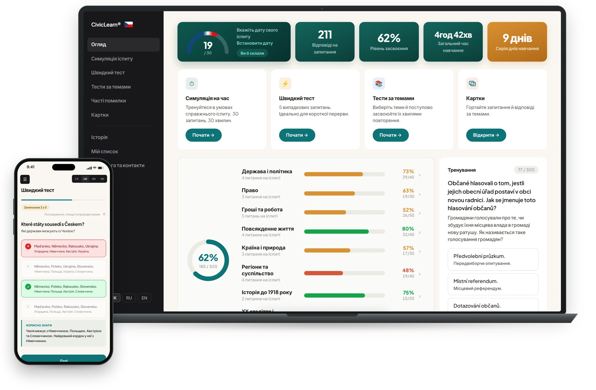 České reálie від CivicLearn на комп’ютері та iPhone